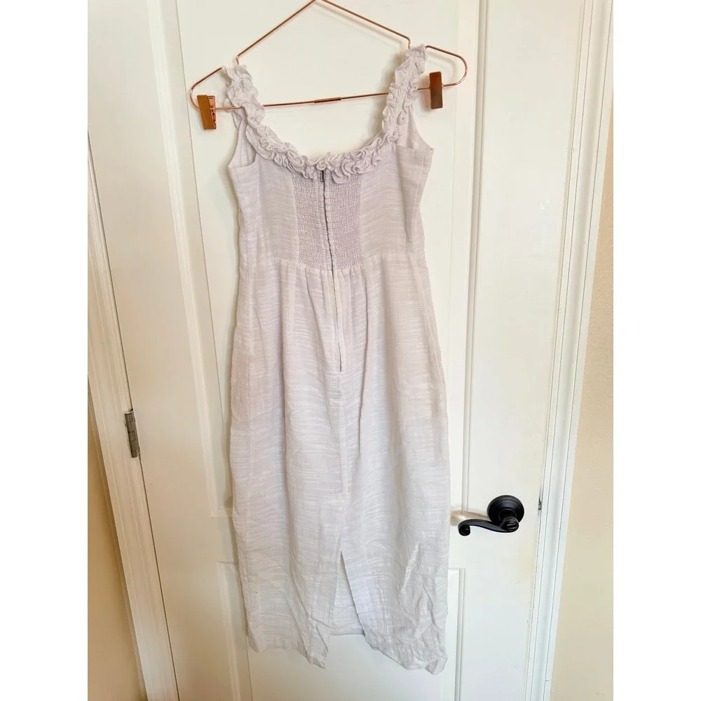 Petal‎ + Pup Dress Womens 4 White Off Shoulder Ruffle Midi Cotton ABG03 03629 - Picture 8 of 9